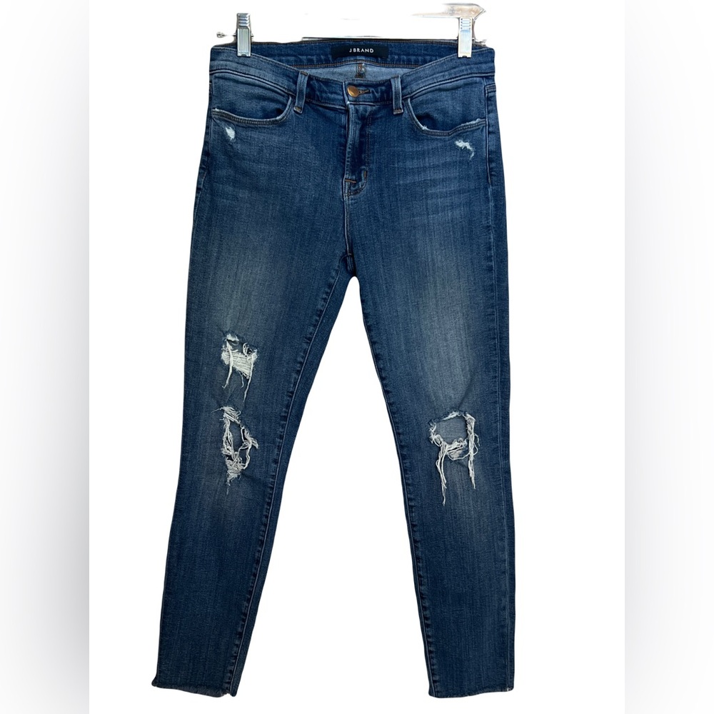 J Brand Cropped Skinny Jeans Distressed w Frayed Hem